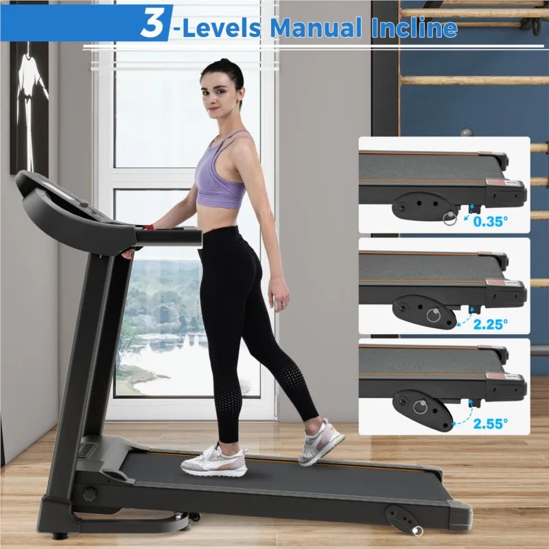 US Stock Compact Easy Folding Treadmill Motorized Running Jogging Machine with Audio Speakers and Incline Adjuster TechElect