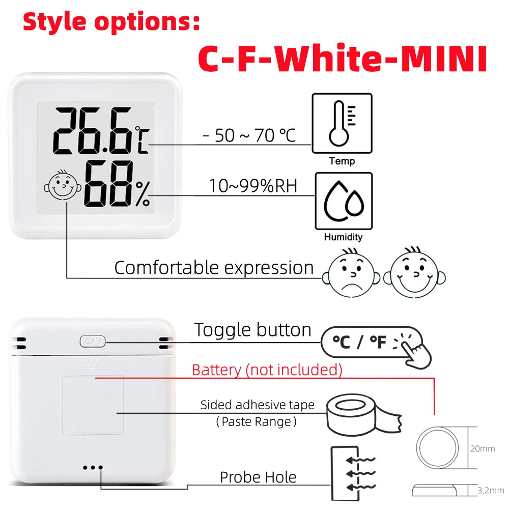 Mini LCD Digital Thermometer Hygrometer Indoor Room Temperature Humidity Meter Sensor Gauge Weather Station Techelectronicx