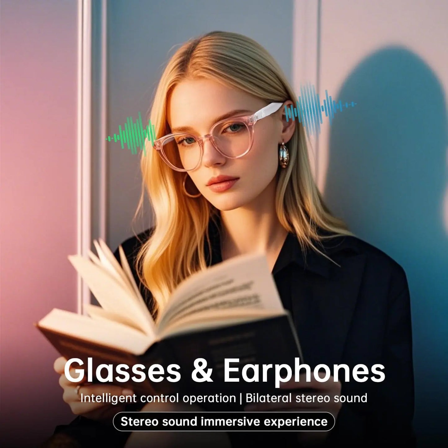 Smart Glasses for Men Women Color-changing Blue Light Lenses Bluetooth 5.3 Audio Intelligent Touch HD Calls HI-FI Sound Quality TechElect
