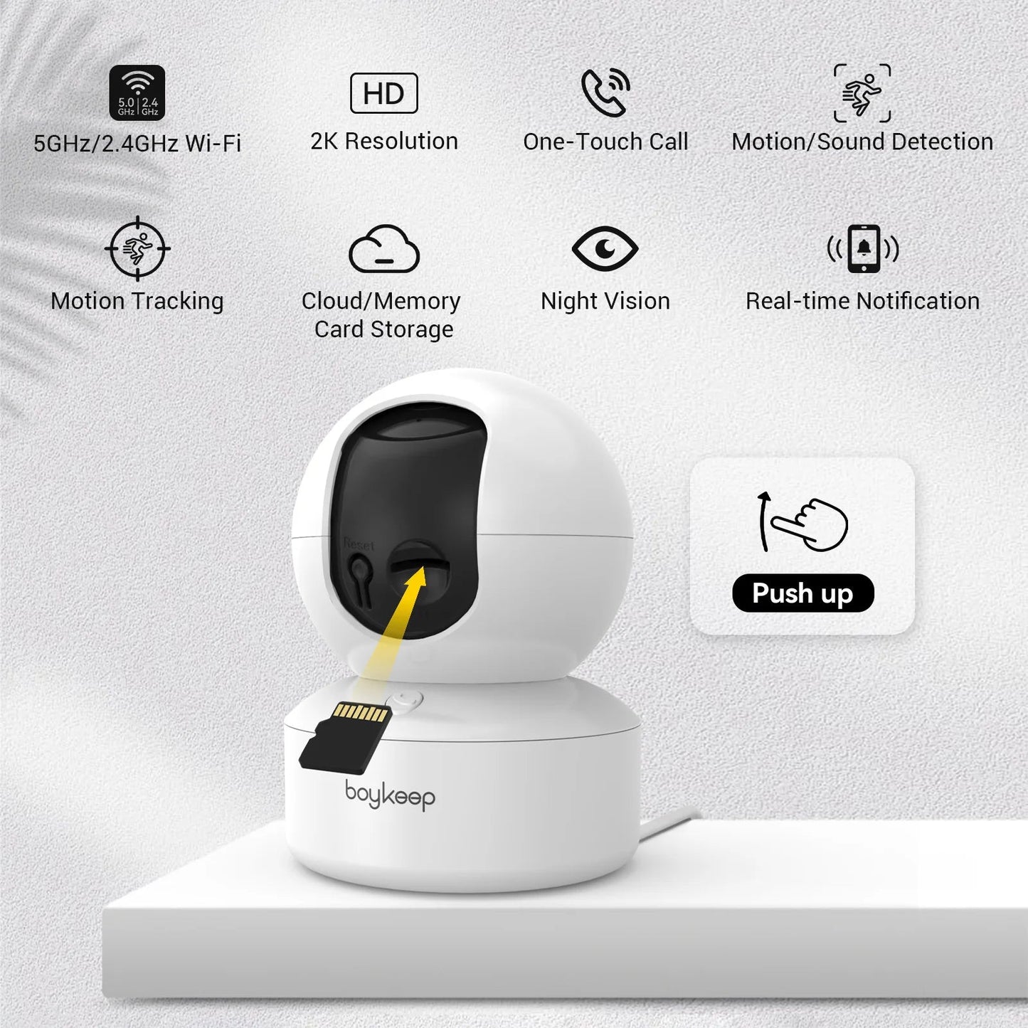 BoyKeep Smart Camera 2K Security Protection Wifi Surveillance 5G/2.4GHz Indoor Baby Night Vision 360° Pan & Tilt 2-Way Audio K30 TechElect