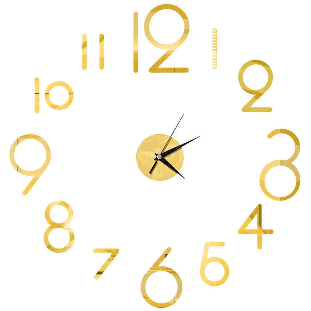 27inch Nordic Wall Clock Dining Restaurant Cafe Decorative Clocks Acrylic Mirror Wall Sticker Silent Quartz Watch Home Decor Techelectronicx