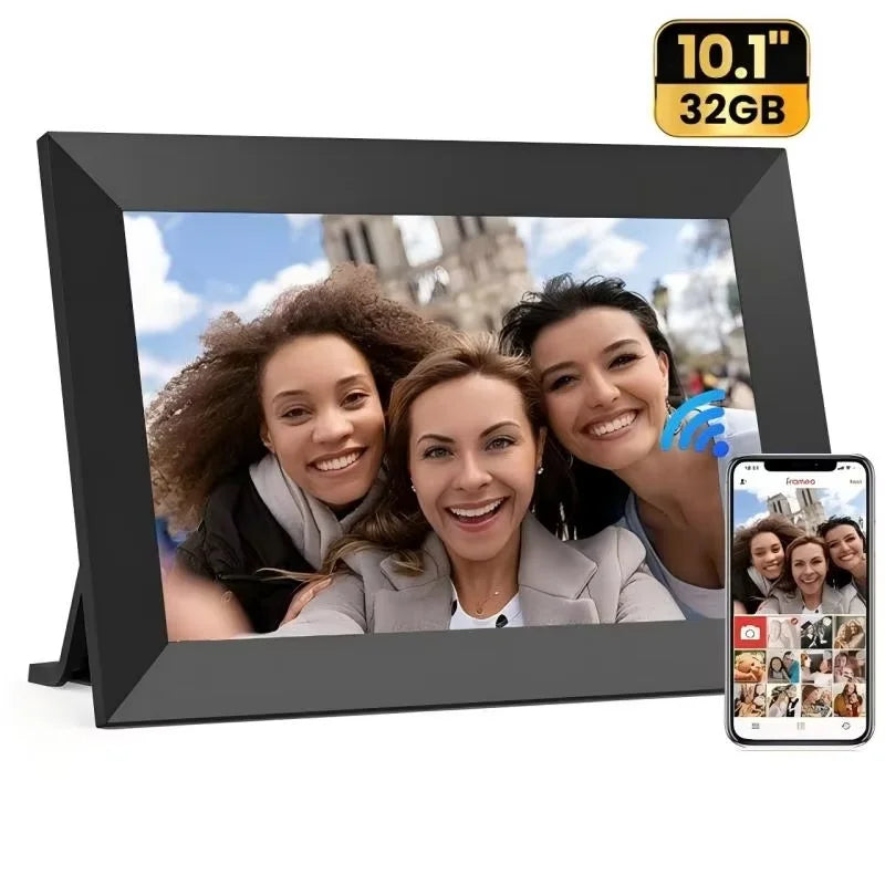 10.1” WiFi Digital Photo Frame, IPS Touch Screen, 32GB Storage, Gravity Sensor Support, Photo/Video Sharing via Secure Free Apps TechElect