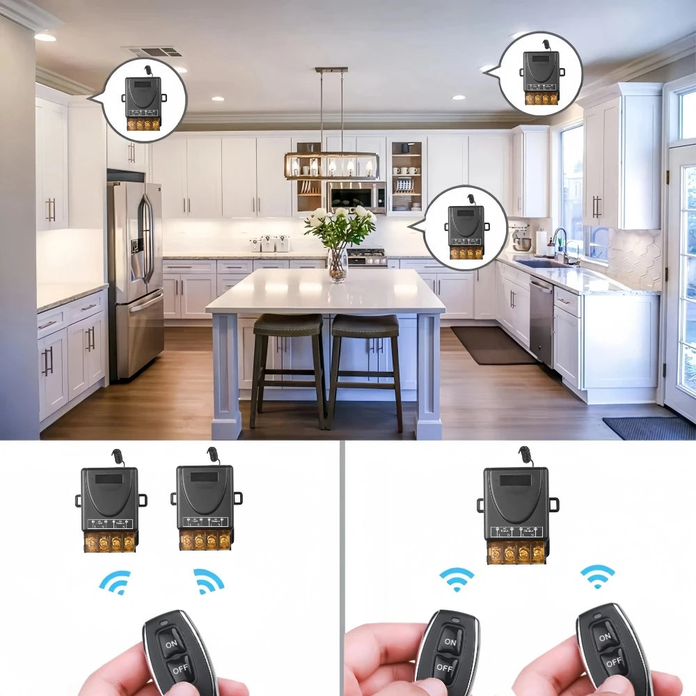 AC 220V 30A 1CH 433Mhz Wireless Remote Control Switch RF Relay Receiver + On/Off Transmitter For Electric Appliance Lamp TechElect