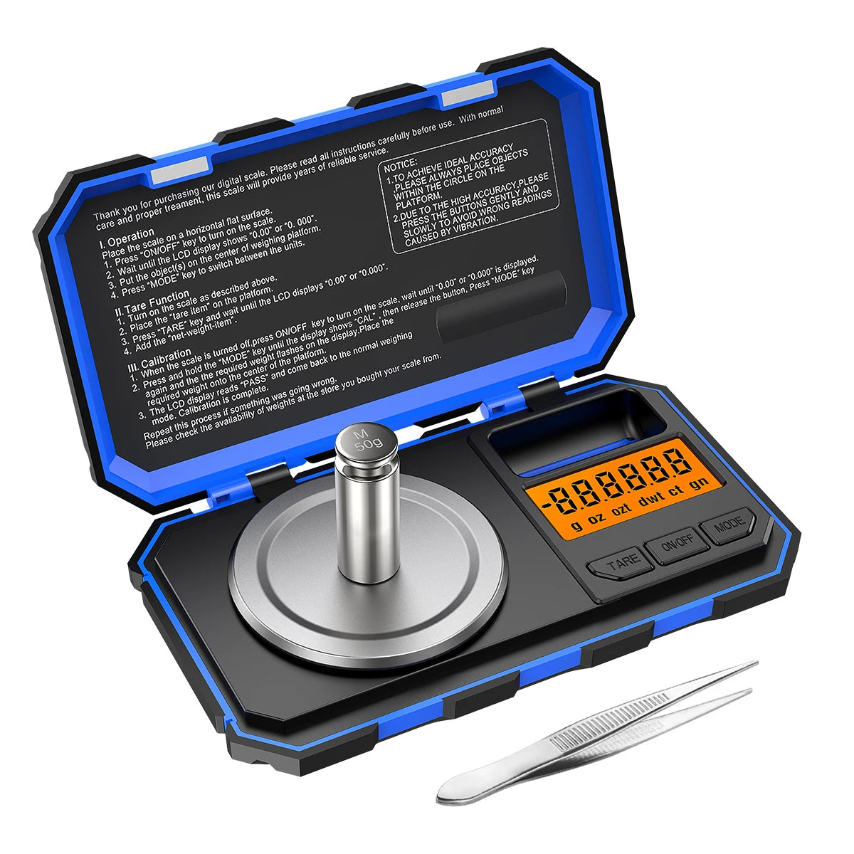 0.001g 50g Mini Digital Scale Jewelry Milligram Scales Portable Kitchen Baking Scale with Calibration Weight Techtronicx