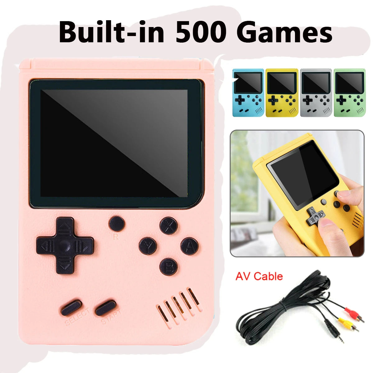 Retro Portable Mini Handheld Video Game Console 8 Bit 3.0 Inch Color LCD Kids Color Game Player Built in 500 Games Techelectronicx