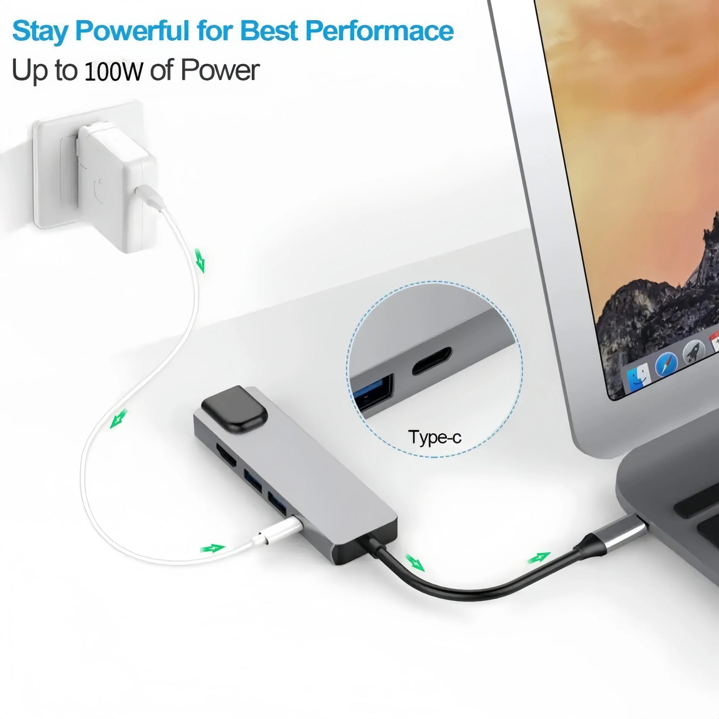 5Ports USB C Docking Station Type C to HDMI 4K/RJ45 100M Splitter USB 3.0 5Gbps High Speed USB C HUB Adapter For Laptop Macbook Techelectronicx