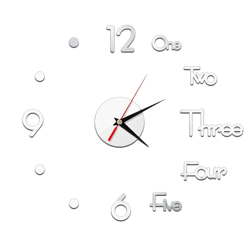 27inch Nordic Wall Clock Dining Restaurant Cafe Decorative Clocks Acrylic Mirror Wall Sticker Silent Quartz Watch Home Decor Techelectronicx