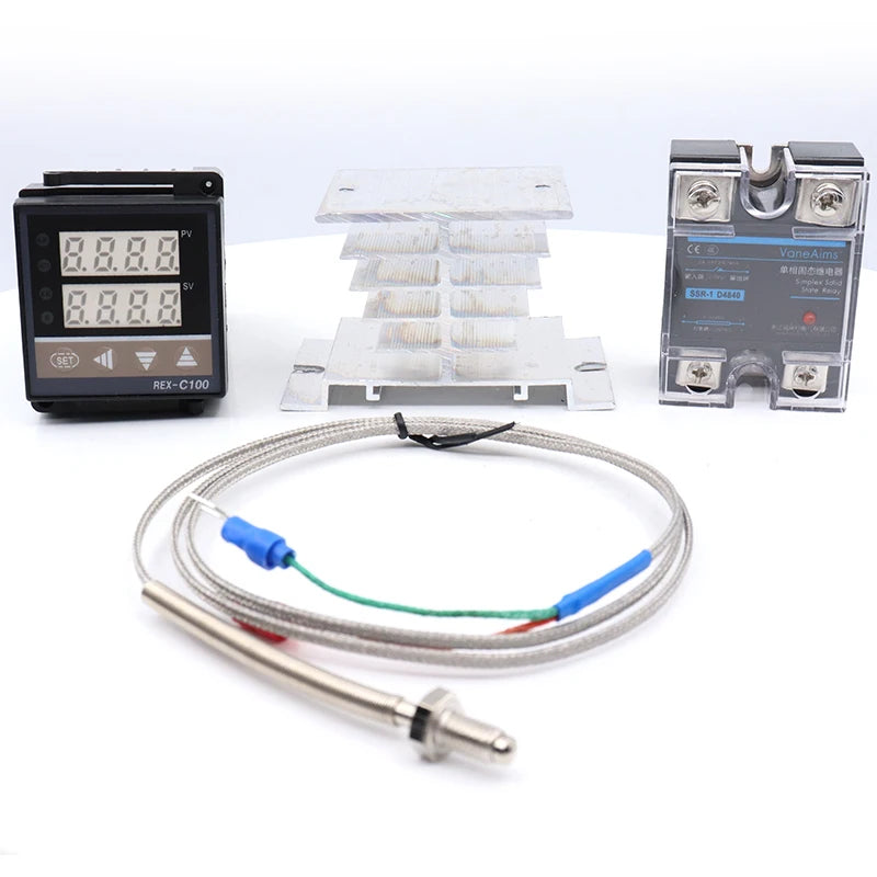 REX C100 Digital PID Temperature Controller REX-C100 thermostat 0-400℃ K Type Input 40DA SSR Relay 0-40A Heatsink VaneAims Techelectronicx