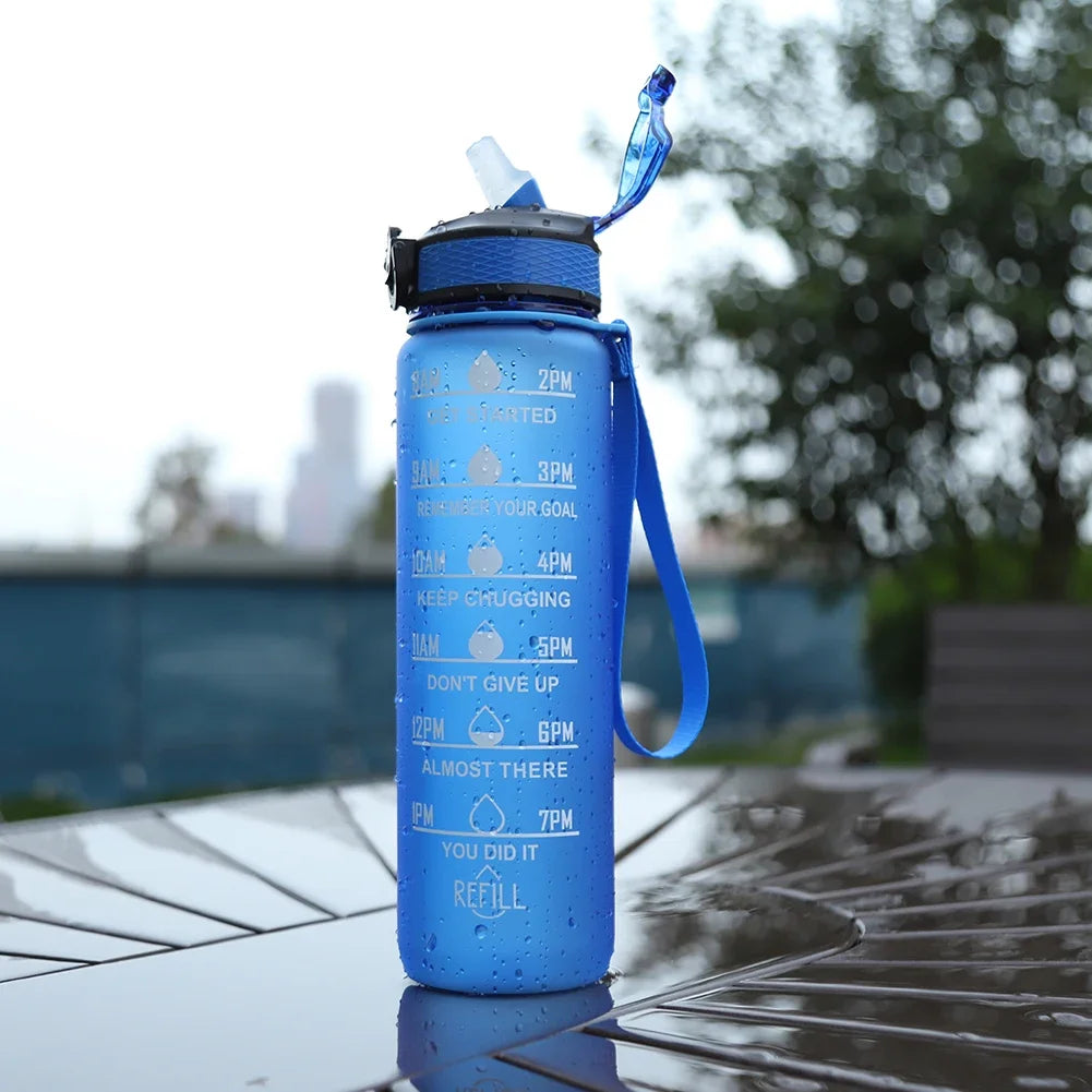 1 Liter Water Bottle Motivational Sport Water Bottle Leakproof Bottles Drinking Outdoor Travel Gym Fitness Jugs for Kitchen Cups Techelectronicx