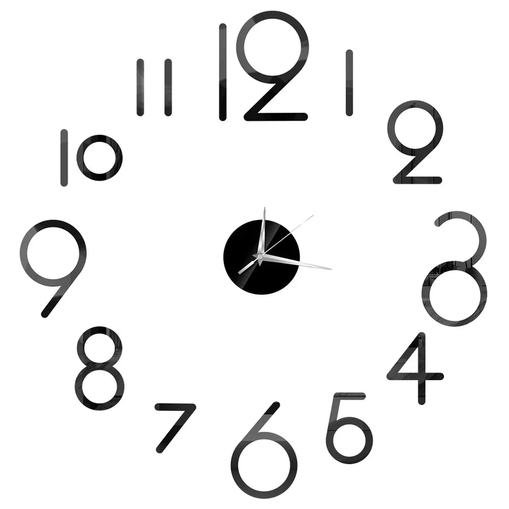27inch Nordic Wall Clock Dining Restaurant Cafe Decorative Clocks Acrylic Mirror Wall Sticker Silent Quartz Watch Home Decor Techelectronicx
