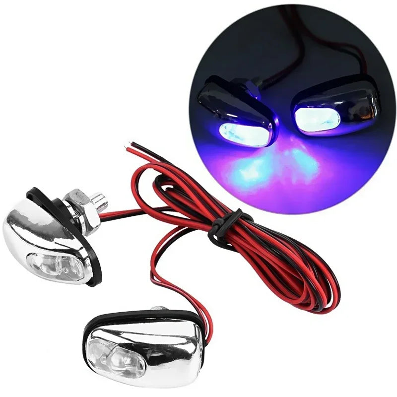 1 Pair Car Light Wiper Hood Windshield Water Spray Nozzle Washer Lamp 12V Universal Jet Water Spray Nozzle Spout with LED Light Techelectronicx