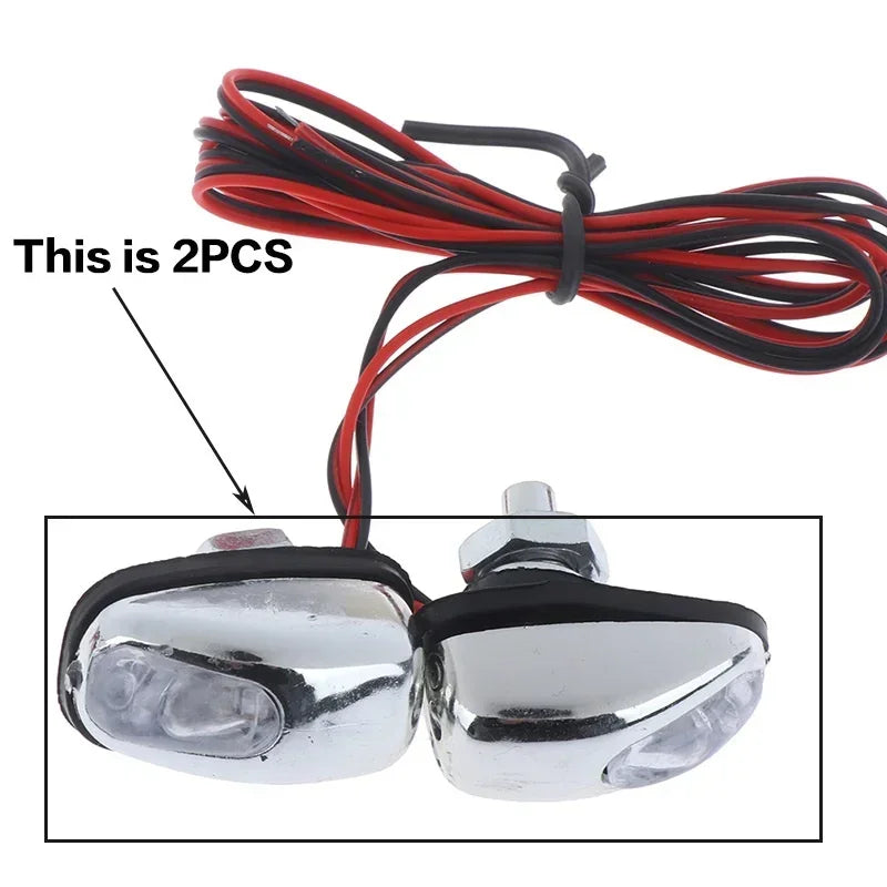 1 Pair Car Light Wiper Hood Windshield Water Spray Nozzle Washer Lamp 12V Universal Jet Water Spray Nozzle Spout with LED Light Techelectronicx