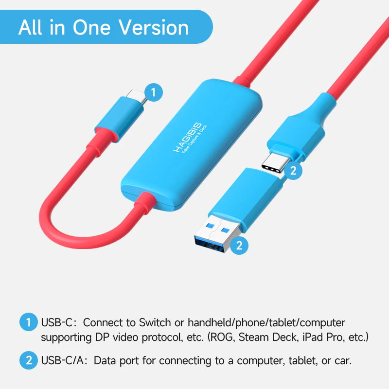 Hagibis USB3.0 Video Capture Card with 100W PD USB C to USB A/USB C Live and Record Video Audio Gaming for Quest 2 3 Switch ROG TechElect
