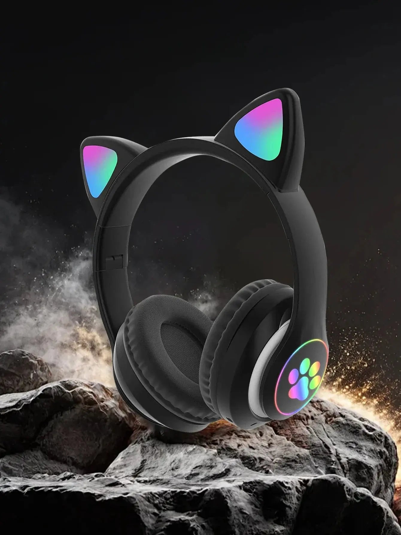 Headband wireless headphones, Jerry 5.0, long battery life, high sound quality, cat ears, wireless headphones for music/games - TechElect