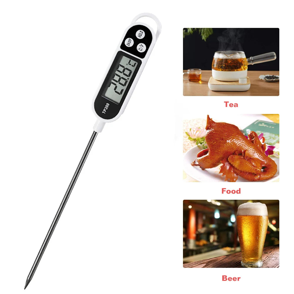 TP300 Electronic Food Thermometer LCD Display Kitchen Thermometer Digital Temperature Measuring Tool for Meat /Cooking /BBQ/Milk Techelectronicx