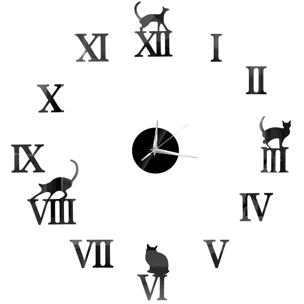 27inch Nordic Wall Clock Dining Restaurant Cafe Decorative Clocks Acrylic Mirror Wall Sticker Silent Quartz Watch Home Decor Techelectronicx