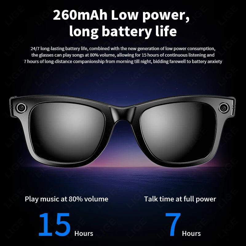 AI Smart Glasses with HD Camera for Photos Videos Hands-Free Vlog Recording Camera Glasses Audio for Driving Outdoor Sunglasses TechElect