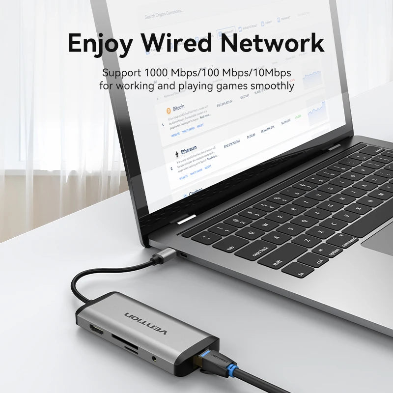 Vention USB C HUB Type C to USB 3.0 Dock Station USB C HDMI RJ45 4K for MacBook Pro Air Accessories Type C 3.1 Splitter USB HUB TechElect