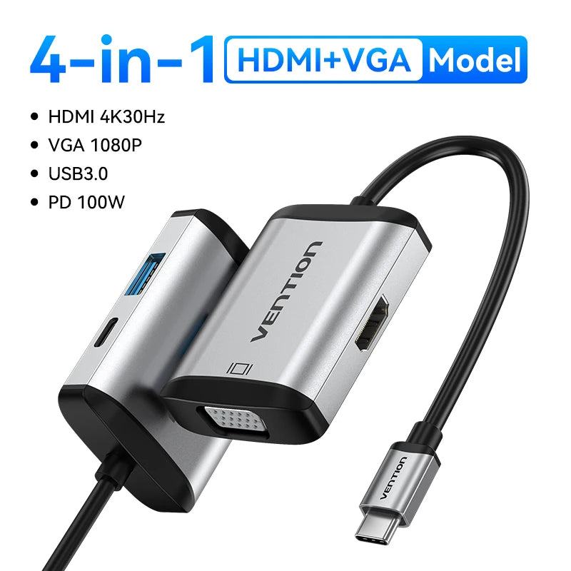 Vention USB C HUB Type C to USB 3.0 Dock Station USB C HDMI RJ45 4K for MacBook Pro Air Accessories Type C 3.1 Splitter USB HUB TechElect