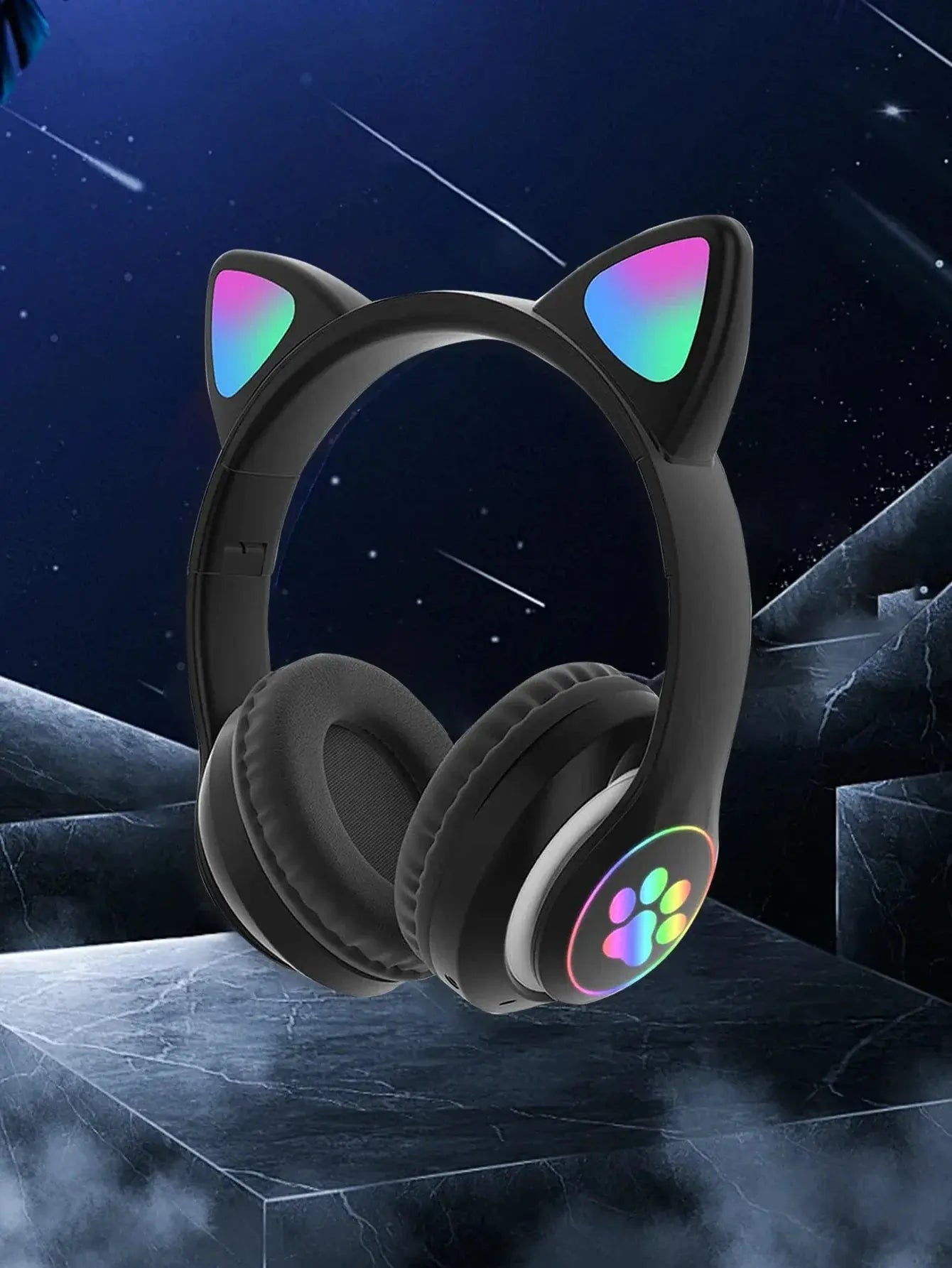 Headband wireless headphones, Jerry 5.0, long battery life, high sound quality, cat ears, wireless headphones for music/games - TechElect