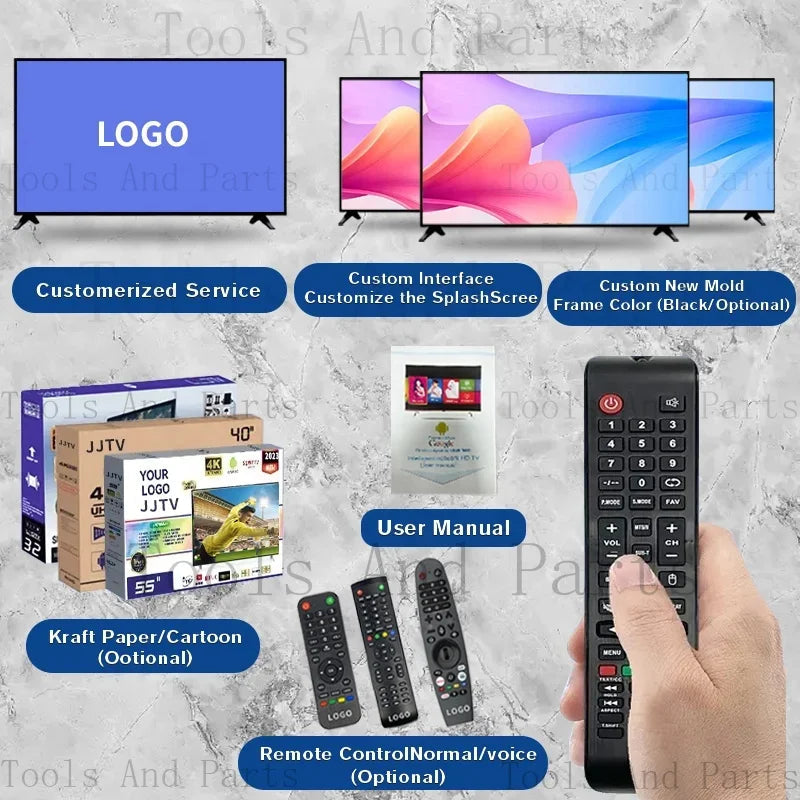 Normal 24 Flat Screen Led Tv Accept Custom Android Tv Television Tv 32 40 43 50 55 65 75 85 Inch 4K Techelectronicx