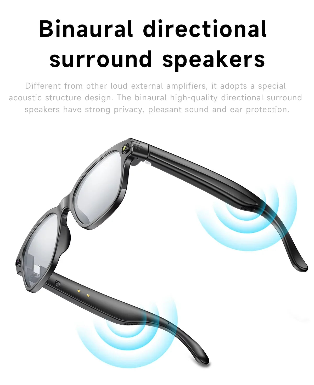 AI Smart Glasses Take Pictures Voice Assistant Translate Touch Control Built-in Mic &Speakers Bluetooth Call Audio Smart Glasses TechElect