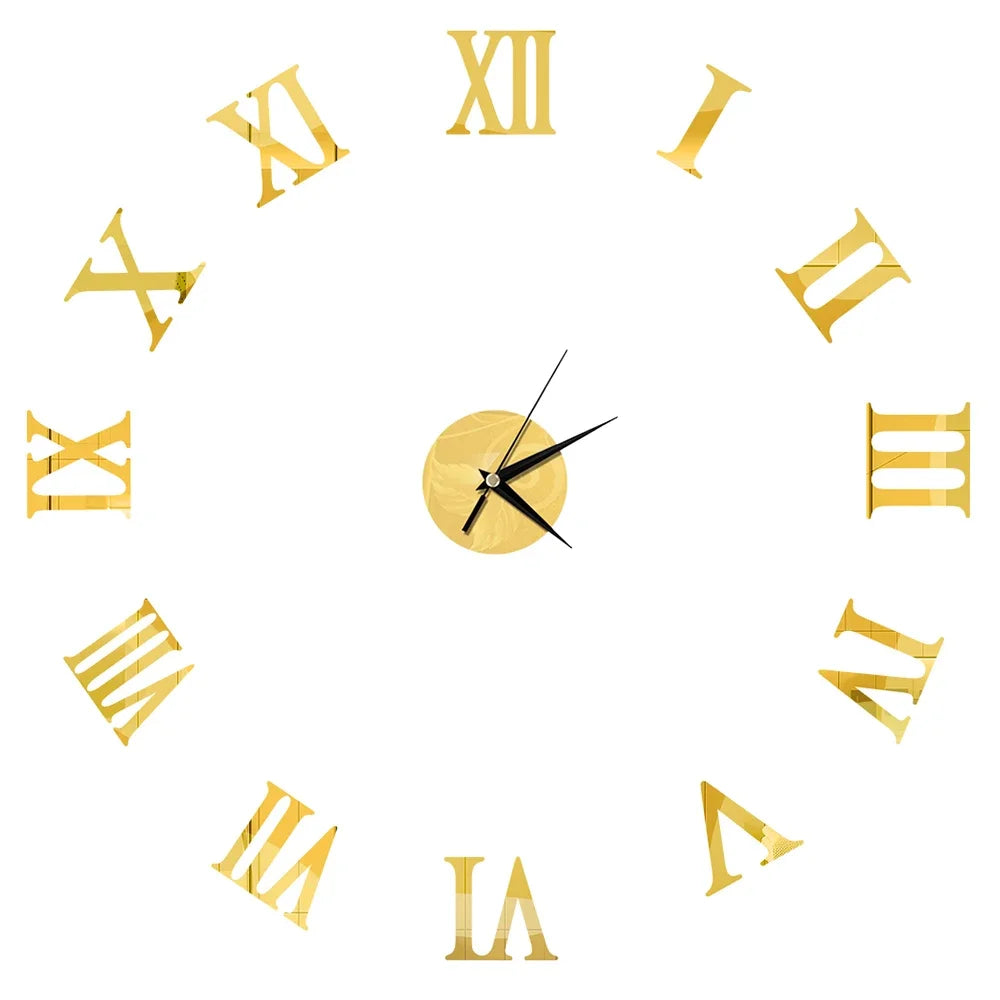 27inch Nordic Wall Clock Dining Restaurant Cafe Decorative Clocks Acrylic Mirror Wall Sticker Silent Quartz Watch Home Decor Techelectronicx