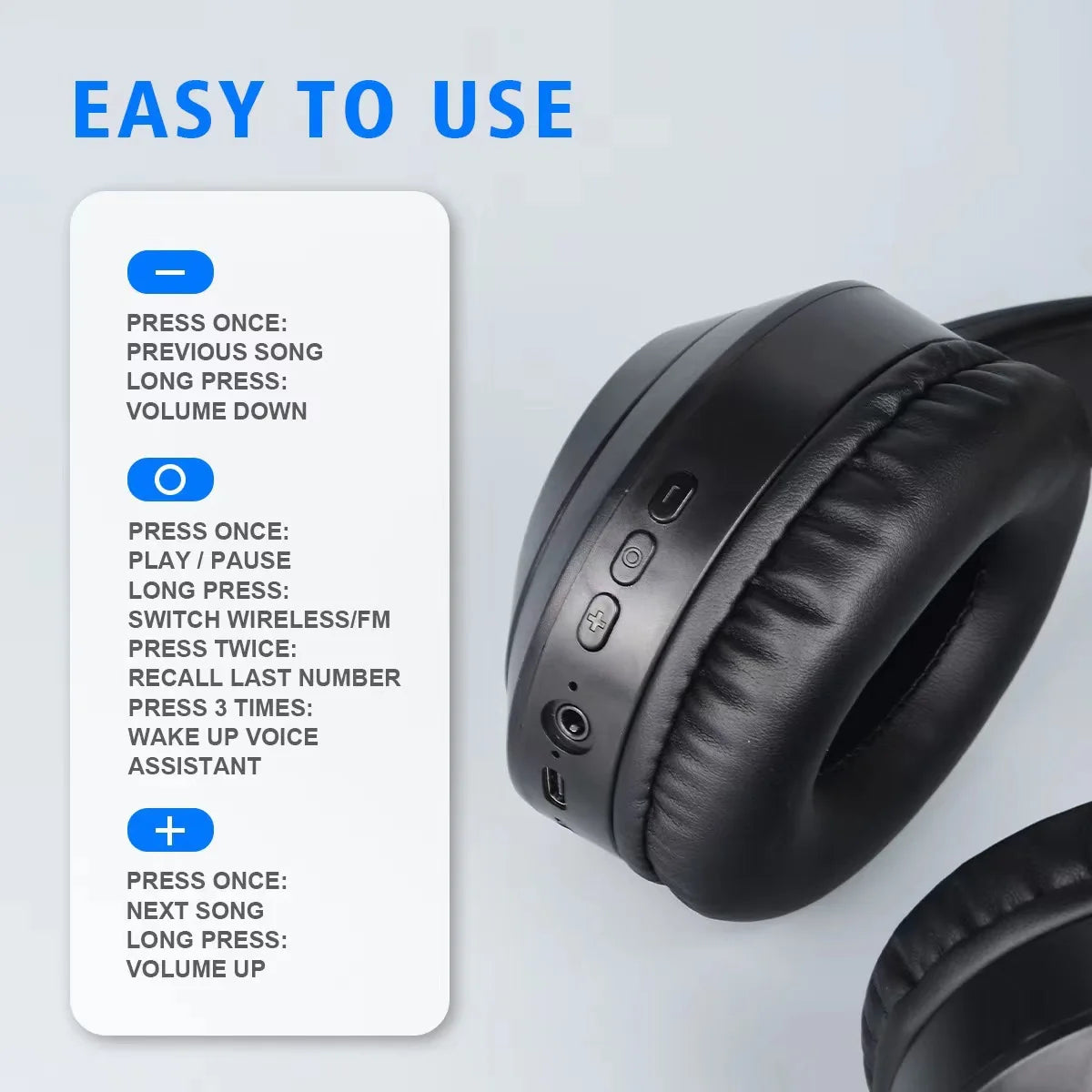 #Wireless Bluetooth 5.3 Headphones Over Ear HIFI Stereo Headsets True Sport Gamer Earphone TF/AUX Music Player with HD Mic Gifts TechElect