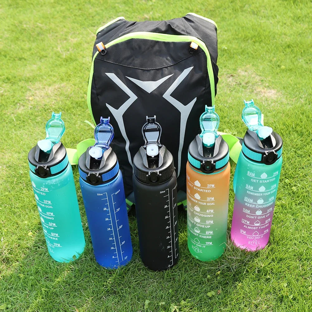 1 Liter Water Bottle Motivational Sport Water Bottle Leakproof Bottles Drinking Outdoor Travel Gym Fitness Jugs for Kitchen Cups Techelectronicx