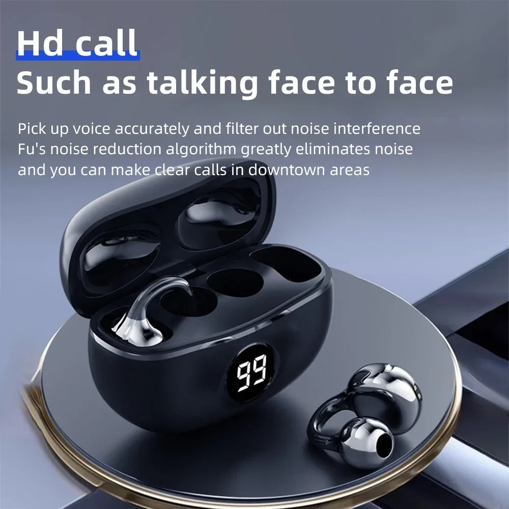 Wireless Headphones Fone Bluetooth Headset With Mic Handsfree Noise Canceling Earphones Clip Ear Music Sports Gaming Earplug - TechElect