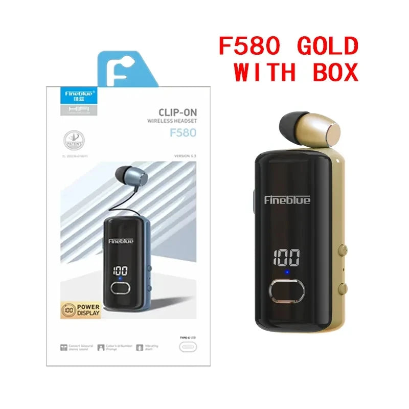 Fineblue-Auriculares Inalámbricos F580, Dispositivo De Audio Con Clip, Lotus, Bluetooth 5,3, Micrófono, Pantalla De Alimentaci TechElect