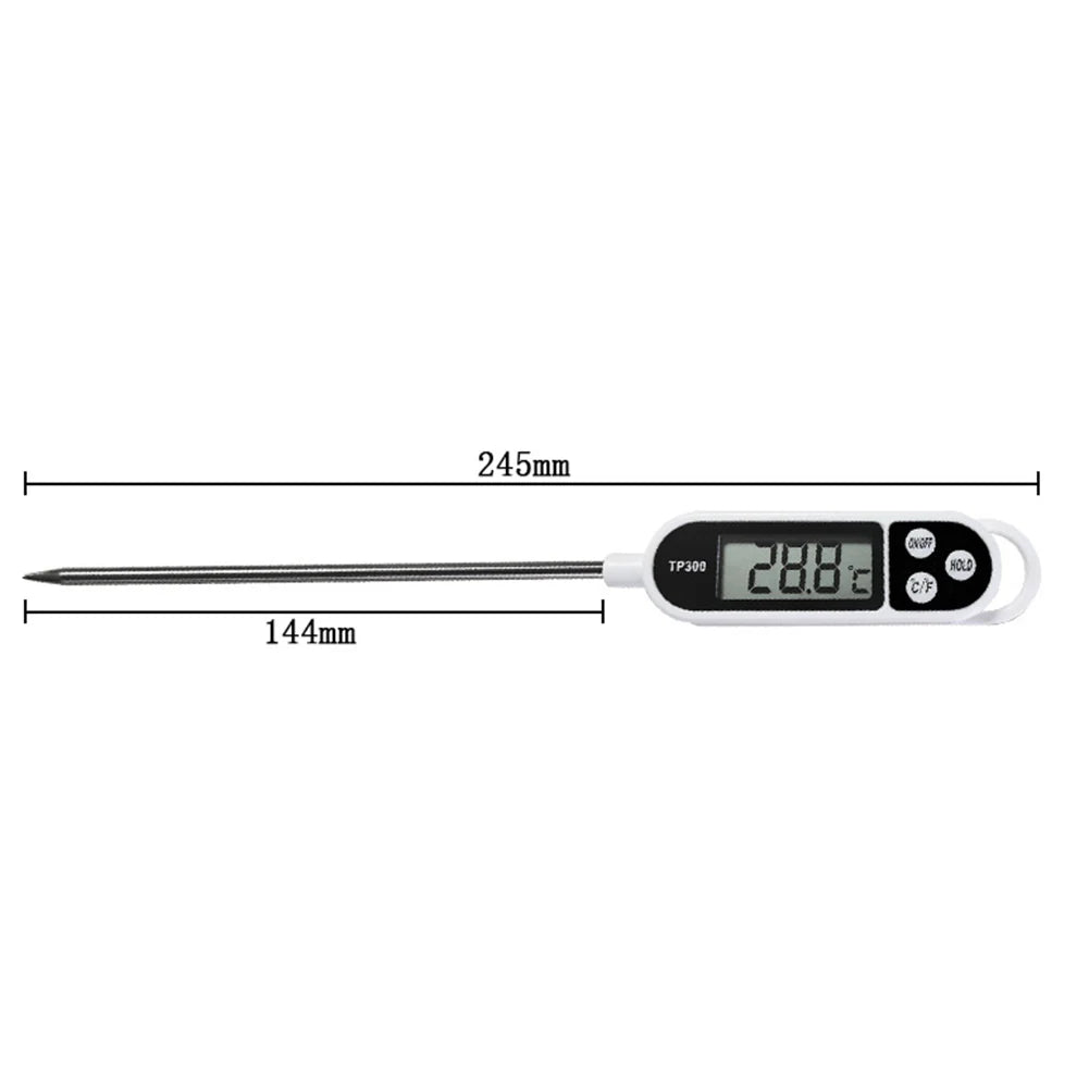 TP300 Electronic Food Thermometer LCD Display Kitchen Thermometer Digital Temperature Measuring Tool for Meat /Cooking /BBQ/Milk Techelectronicx
