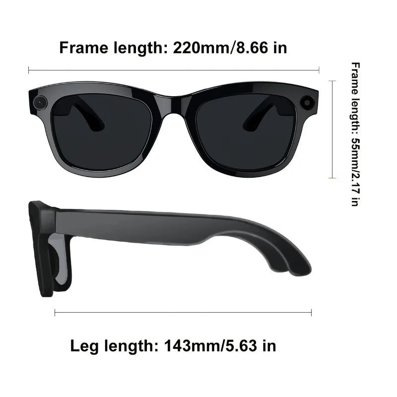 AI Smart Glasses Built-in HD Camera Glasses Bluetooth Wireless Audio Intelligent Glasses Anti-glare Anti-blue Connected Glasses TechElect