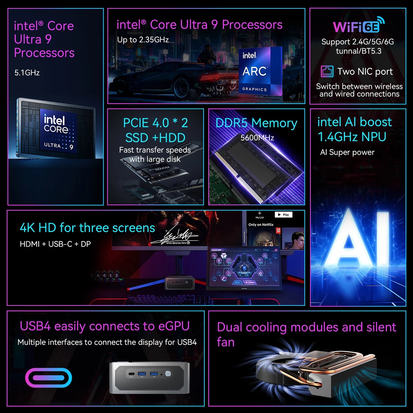 MOREFINE New Mini Pc S800 Intel Core Ultra 9 185H Ultra 7 155H Diy Gaming Computer Laptop Gamer Desktop Computers Windows11PRO TechElect