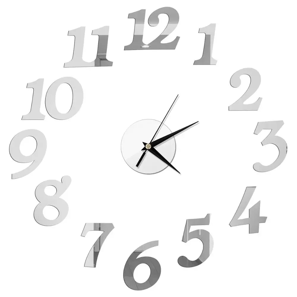 27inch Nordic Wall Clock Dining Restaurant Cafe Decorative Clocks Acrylic Mirror Wall Sticker Silent Quartz Watch Home Decor Techelectronicx