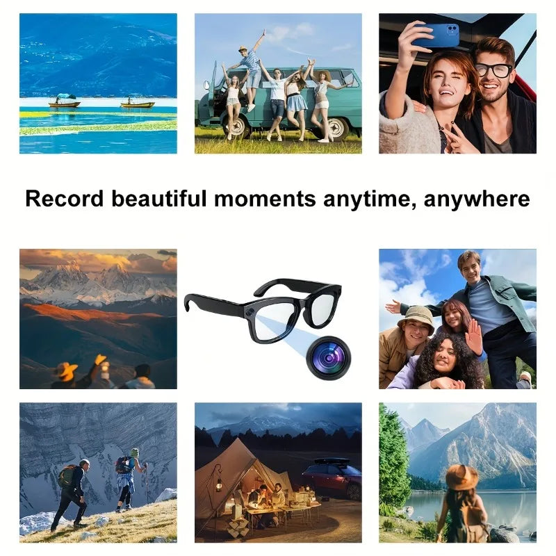 AI Smart Glasses Built-in HD Camera Glasses Bluetooth Wireless Audio Intelligent Glasses Anti-glare Anti-blue Connected Glasses TechElect