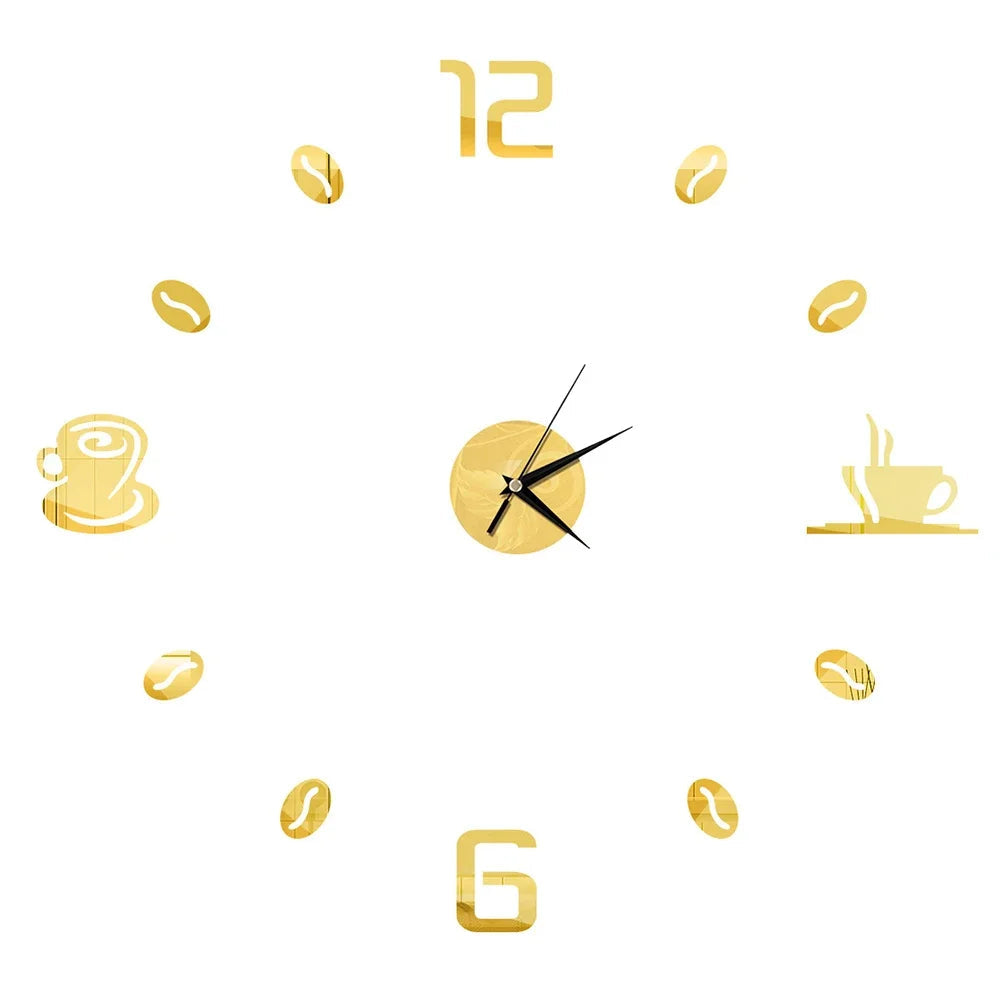 27inch Nordic Wall Clock Dining Restaurant Cafe Decorative Clocks Acrylic Mirror Wall Sticker Silent Quartz Watch Home Decor Techelectronicx