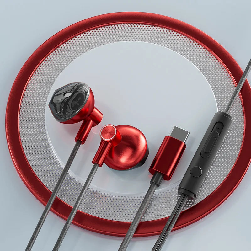 Type-C In-Ear Wired Karaoke Headphones 3.5mm Stereo Music Earbud Handfree Headset Earphones with Mic - TechElect