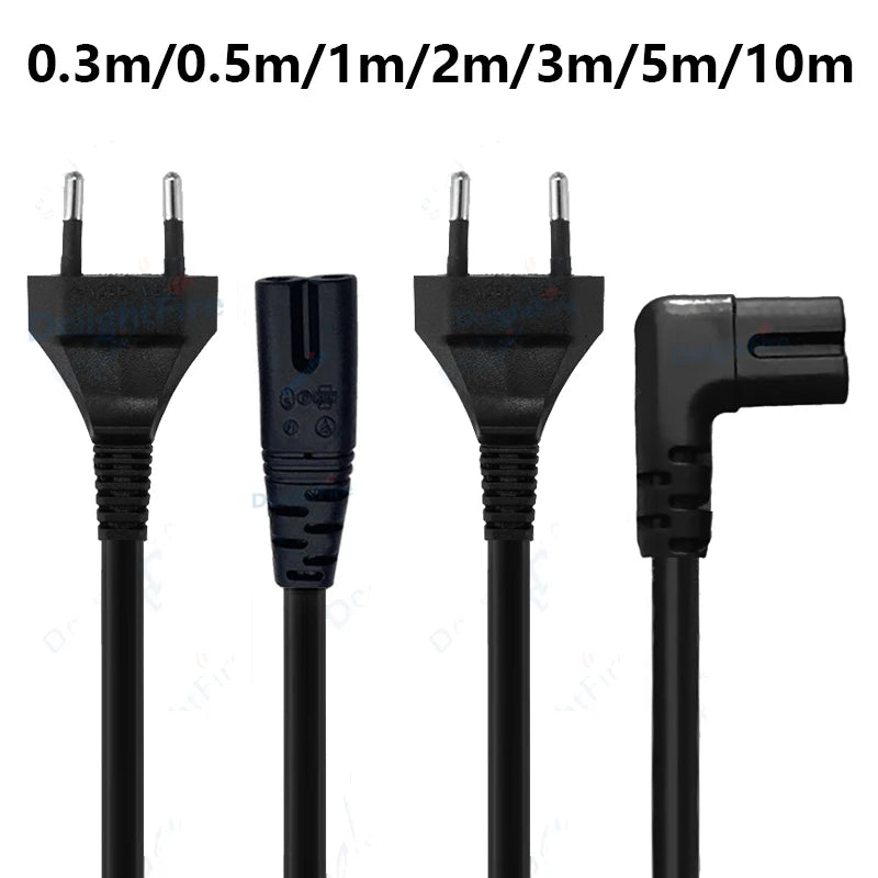0.3-10m EU Extension Cord C7 Power Cable Figure 8 Euro Plug AC Cable For Samsung LG Sony TV Samsung Monitor Power Supply PS2 3 Techelectronicx