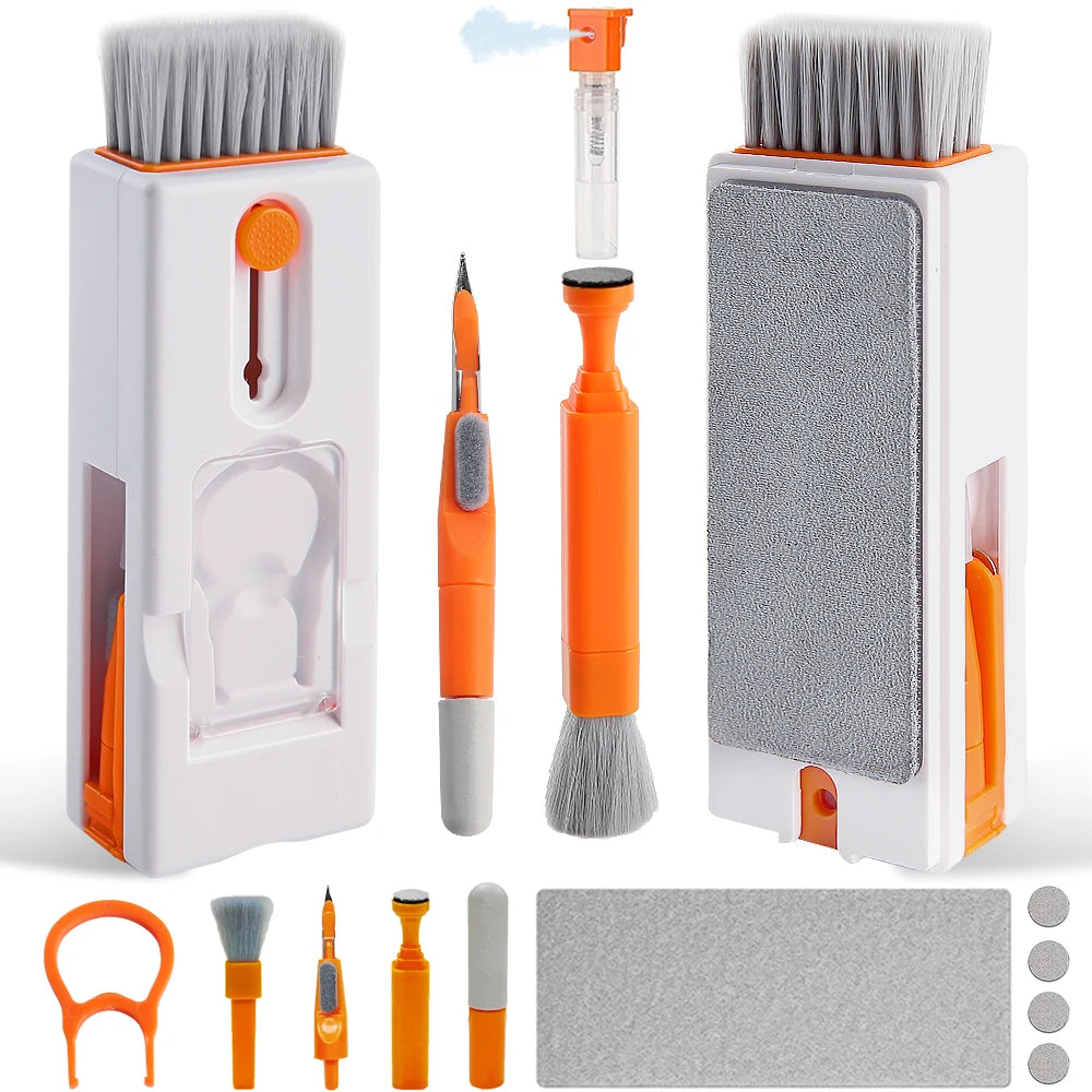 11-in-1 Computer Cleaning Kit Bluetooth Earphone Cleaner Pen Keyborad Camera Brush Sim Card Ejector Keycap Puller Phone Holder TechElect
