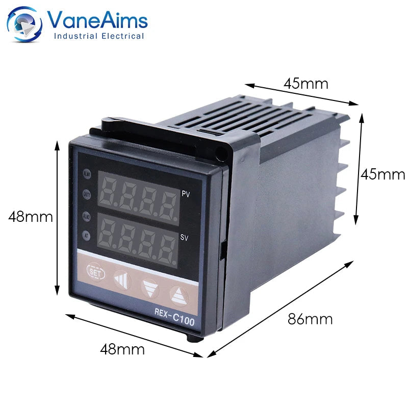 REX C100 Digital PID Temperature Controller REX-C100 thermostat 0-400℃ K Type Input 40DA SSR Relay 0-40A Heatsink VaneAims Techelectronicx