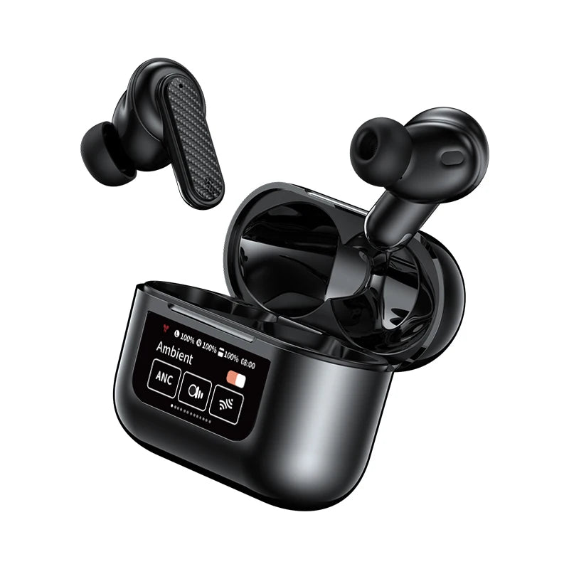 Wireless Headphone Earphones LED Touch Screen Visible Active Noise Cancellation music Headset Sport Earbuds With Microphone - TechElect