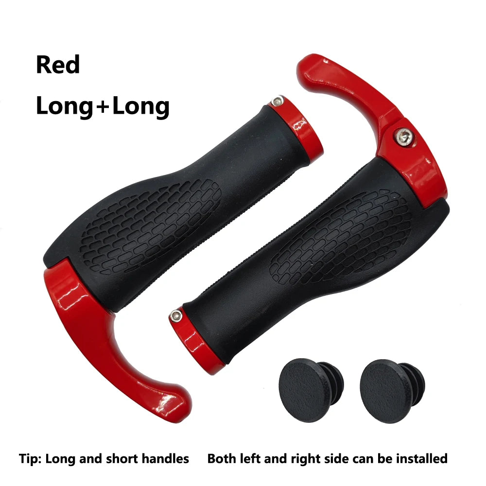 1 Pair Bicycle Handlebar Grip Long and Short Ergonomic Anti Skid Lock on Handle Cover with Bar Ends Grips MTB Bike Accessories TechElect