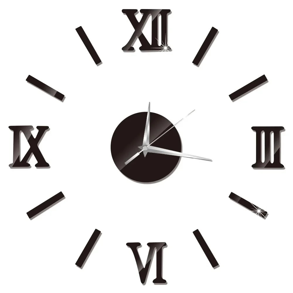 27inch Nordic Wall Clock Dining Restaurant Cafe Decorative Clocks Acrylic Mirror Wall Sticker Silent Quartz Watch Home Decor Techelectronicx