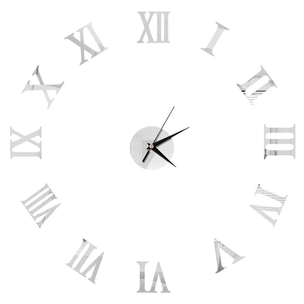 27inch Nordic Wall Clock Dining Restaurant Cafe Decorative Clocks Acrylic Mirror Wall Sticker Silent Quartz Watch Home Decor Techelectronicx