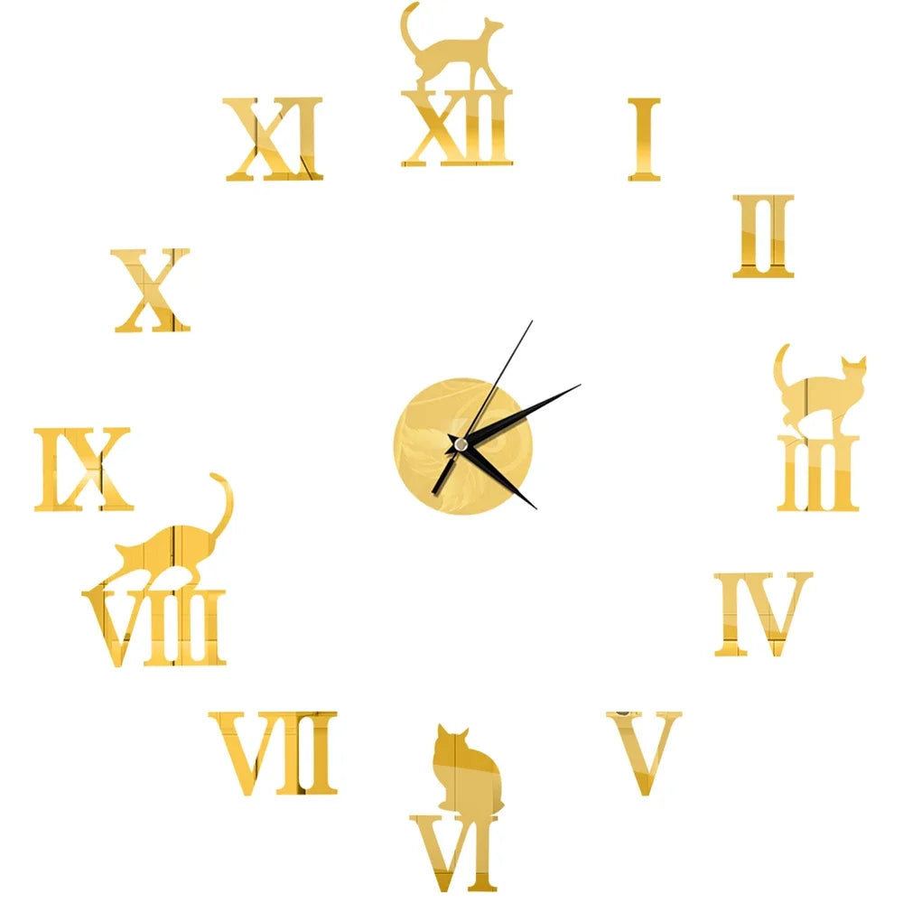 27inch Nordic Wall Clock Dining Restaurant Cafe Decorative Clocks Acrylic Mirror Wall Sticker Silent Quartz Watch Home Decor Techelectronicx