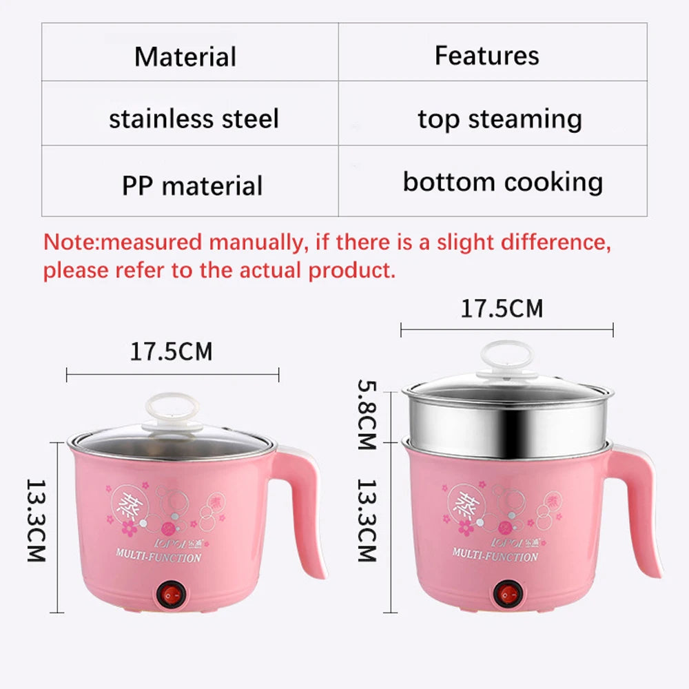 Multifunction Electric Cooker Hot Pot 1-2 People Heating Pan Multi Ramen Pot Machine Mini Rice Cook Kitchen Appliance Korea 220V TechElect