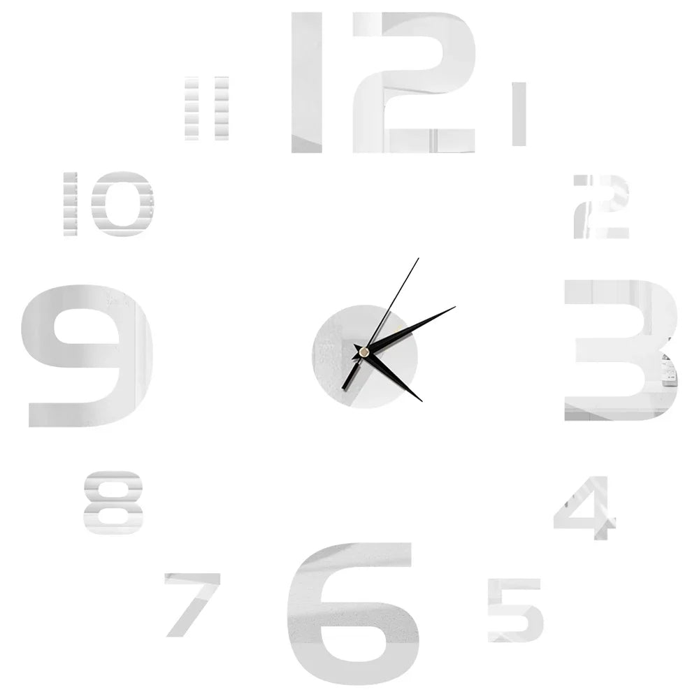 27inch Nordic Wall Clock Dining Restaurant Cafe Decorative Clocks Acrylic Mirror Wall Sticker Silent Quartz Watch Home Decor Techelectronicx