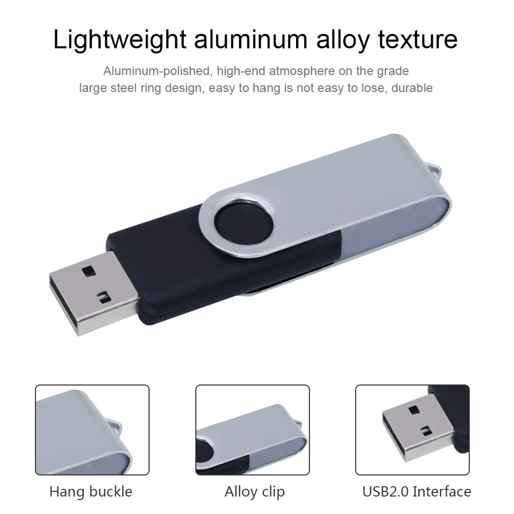 флешка usb 32GB Flash Drive 16 Giga Memory Stick Metal Jump Drive Swivel Pendrive Portable 64 128 GB cle usb 2.0 Pen Drives Techelectronicx