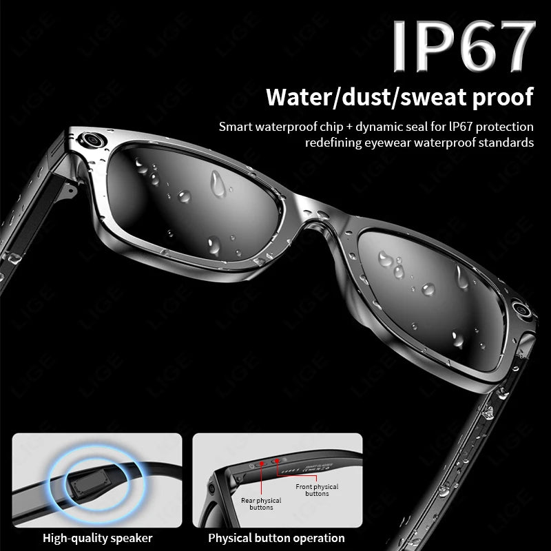 AI Smart Glasses with HD Camera for Photos Videos Hands-Free Vlog Recording Camera Glasses Audio for Driving Outdoor Sunglasses TechElect